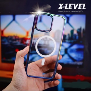 Ốp lưng X-Level Streamer Magsafe lưng trong viền Rainbow đổi màu cho Smart iPhone 14 Promax , 14 Pro ,14 Plus ,13 promax