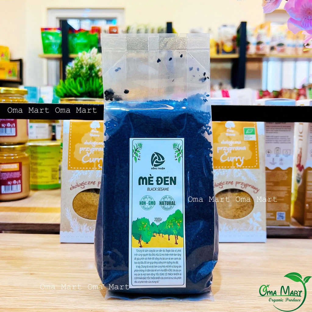 Hạt mè đen Đồng Thuận 200g - Mè đen nguyên hạt làm sữa hạt, nấu cháo ăn dặm, làm muối mè