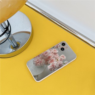Ốp vuông iphone hoa mẫu đơn hồng trong trẻo 14 Pro max 6 /7/8 Plus 11 Pro Promax X Xs max 12 Pro Promax 13 Se e4675