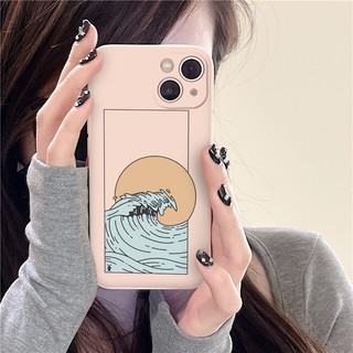 Ốp iphone vuông sóng biển mặt trời trong khung 14 Plus/ 14 Pro/ 13/ 12 Pro Max 6 6s Plus 7 Plus 8 Plus xr xsmax e4739