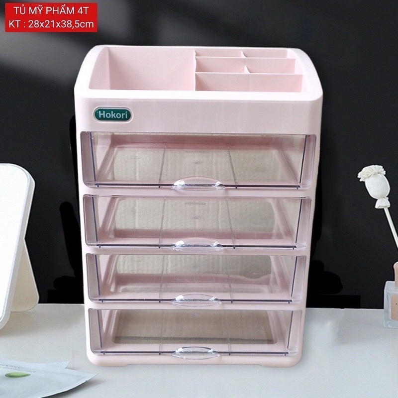 Tủ đựng mỹ phẩm 2-3-4 tầng, kệ mỹ phẩm để trang sức nhiều tầng Hokori nhựa Việt Nhật cao cấp