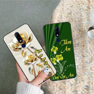 Ốp lưng Nokia X5 / X6 / X7 / 5.1 6.1 8.1 Plus hình hoa tâm an vạn sự an, thư pháp ý nghĩa, rẻ bền đẹp
