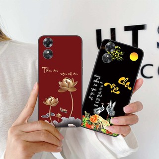 Ốp lưng Oppo A17 / A17K hình hoa tâm an vạn sự an, thư pháp ý nghĩa, rẻ bền đẹp