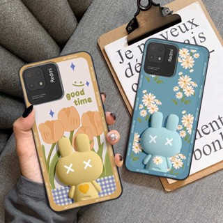 Ốp lưng Xiaomi Redmi 10C hình thỏ hoa cute, hiệu ứng 3D, ốp lưng thời trang giá rẻ