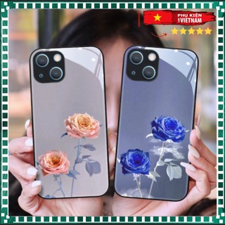 Ốp lưng bằng kính iphone 6/ 7/ 8/ X/ Xsmax/ 11/ 12/ 13 /14 PRO/ PLUS/ PROMAX HOA HỒNG XANH, CAM 2023