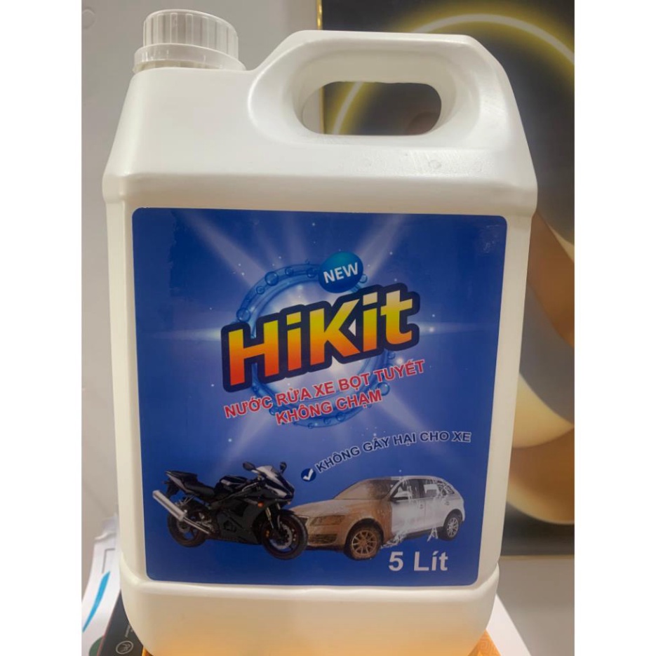 Nước rửa xe ô tô, xe máy bọt tuyết - không chạm HiKit - Can 5L Hikit