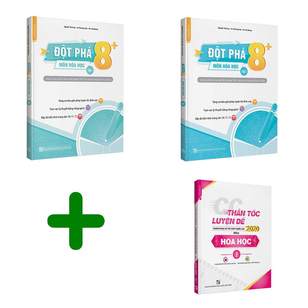 Sách - Combo Đột phá 8+ môn Hóa học (2 tập) (phiên bản 2020) (Tặng kèm thần tốc Hóa học tập 2)