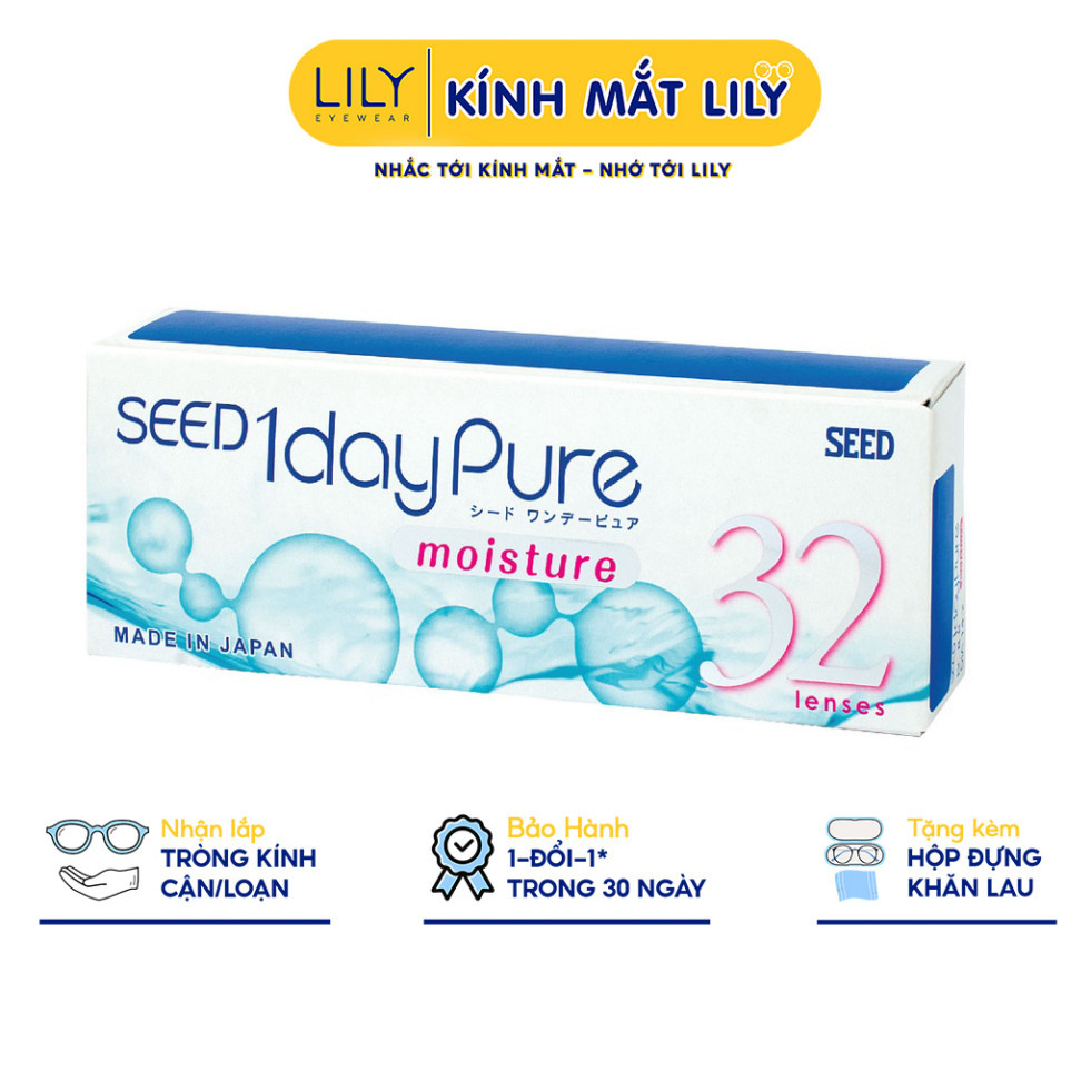 Lens 1 ngày LILY EYEWEAR kính áp tròng cận không màu SEED 1dayPure moisture số 1 Nhật Bản độ tới 6.5