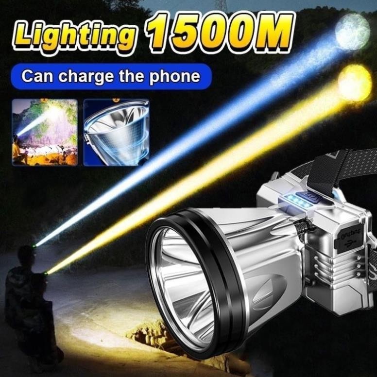 Đèn Pin Đội Đầu LAMP Siêu Sáng Chống Thấm Nước,Đèn Chiếu Sáng Sạc UBS/TYPE-C Dùng Sạc Điện Thoại