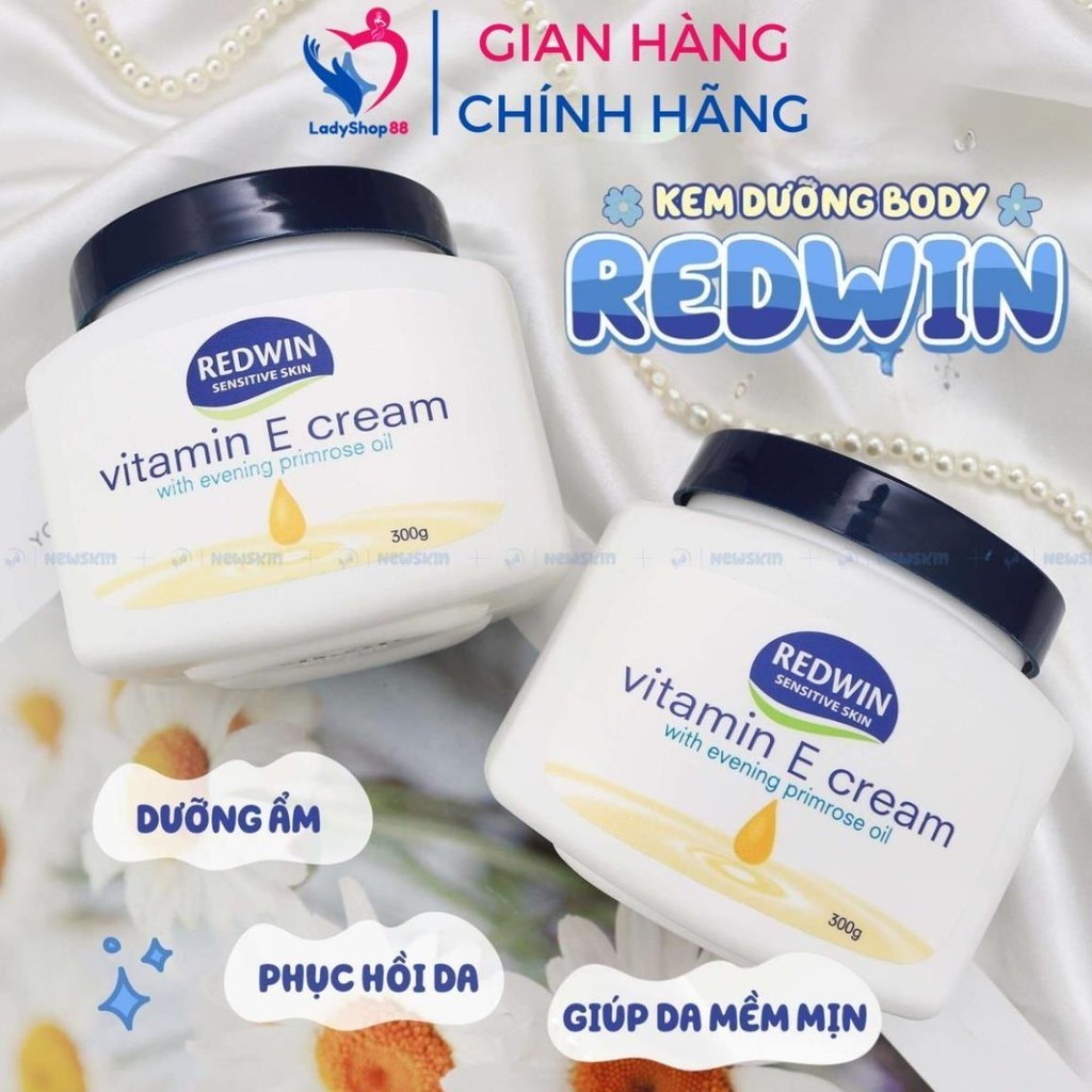 Kem dưỡng ẩm da Vitamin E Redwin 300g Kem dưỡng da chống nẻ mềm mịn giúp cấp ẩm cho da TP04