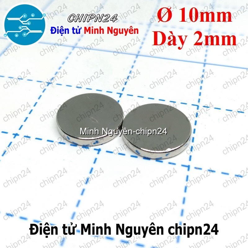 [2 viên] (K173) Nam châm Tròn phi 10mm dày 2mm