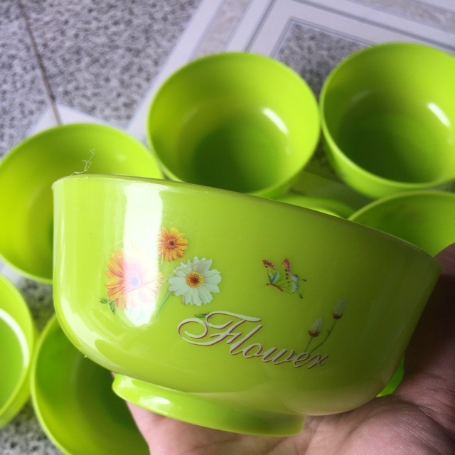 Bộ 10 Chén nhựa hoa văn