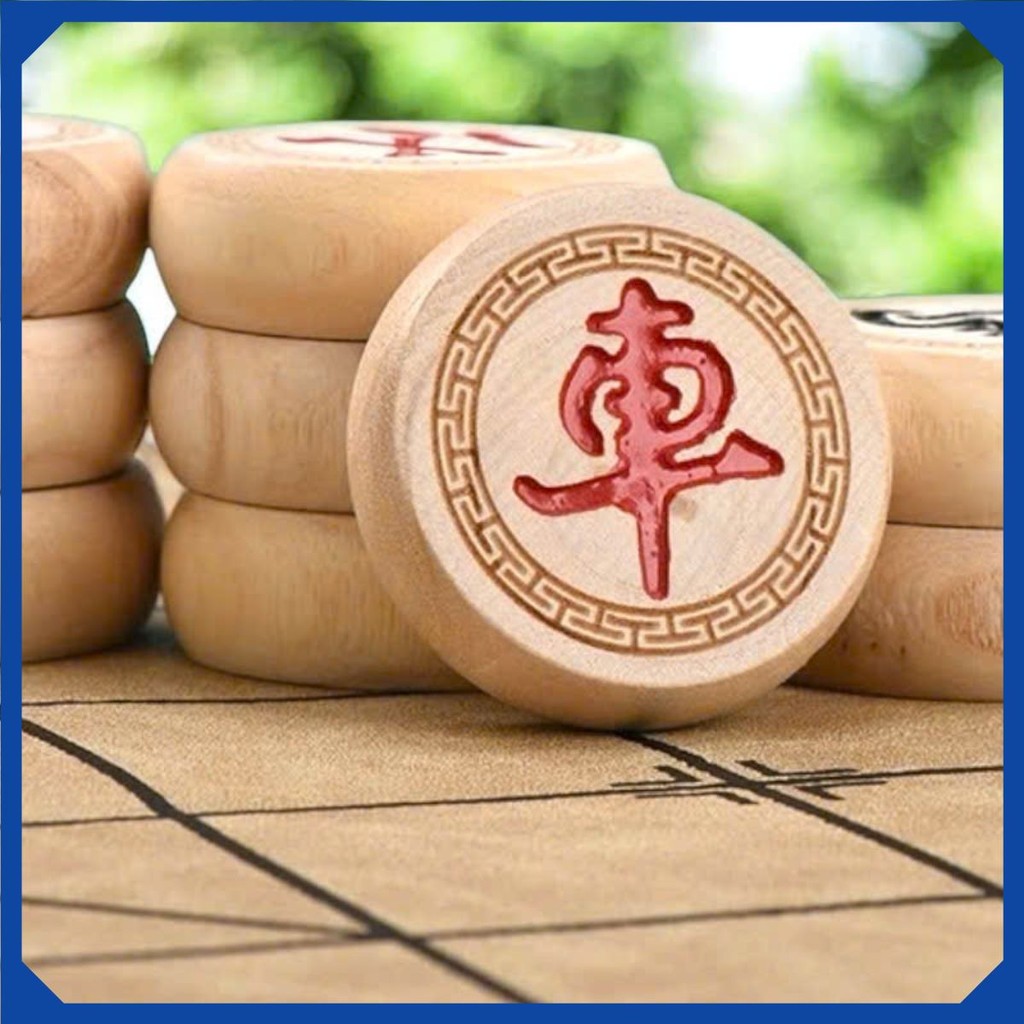 Bộ 32 Quân Cờ Tướng Gỗ Bạch Dương Nguyên Khối Khắc Viền Sắc Sảo Và Tinh Tế [BD VIỀN]