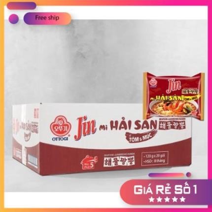 Thùng 20 Gói Mì Jin Hải Sản Vị Tôm & Mực Ottogi 120G/Gói