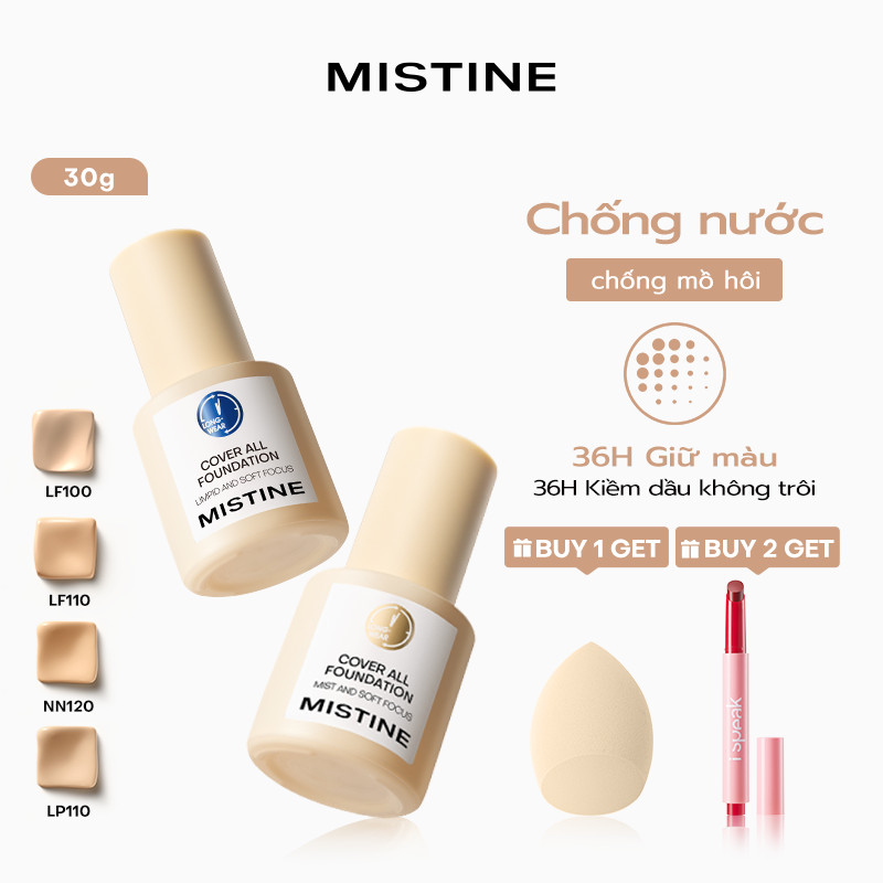 Kem Nền Mistine 36H – Kiềm Dầu Suốt Ngày, Lâu Trôi, Không Trôi, Không Xuống Tông 30g