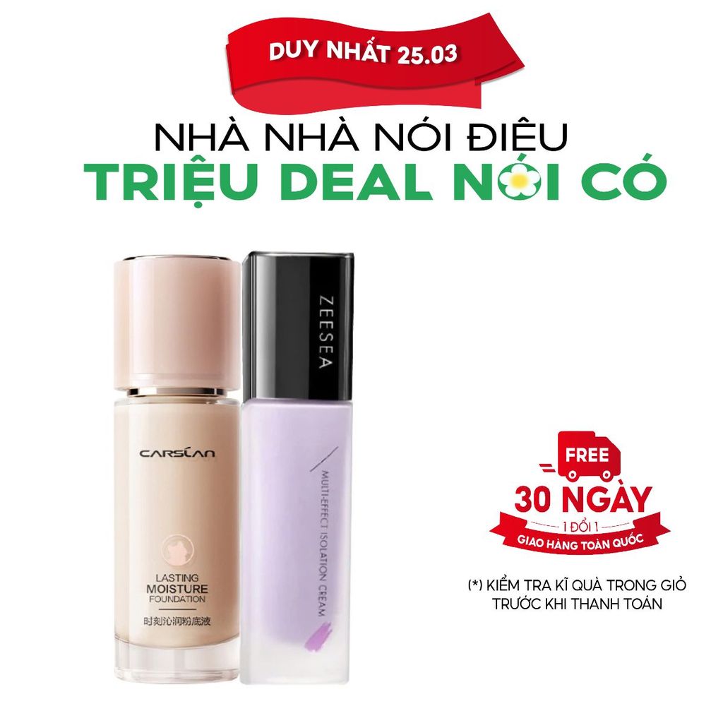 Combo Kem Nền Carslan + Kem Lót Zeesea | Trang Điểm Lâu Trôi, Mịn Mượt, Che Phủ Tốt, Không Cakey
