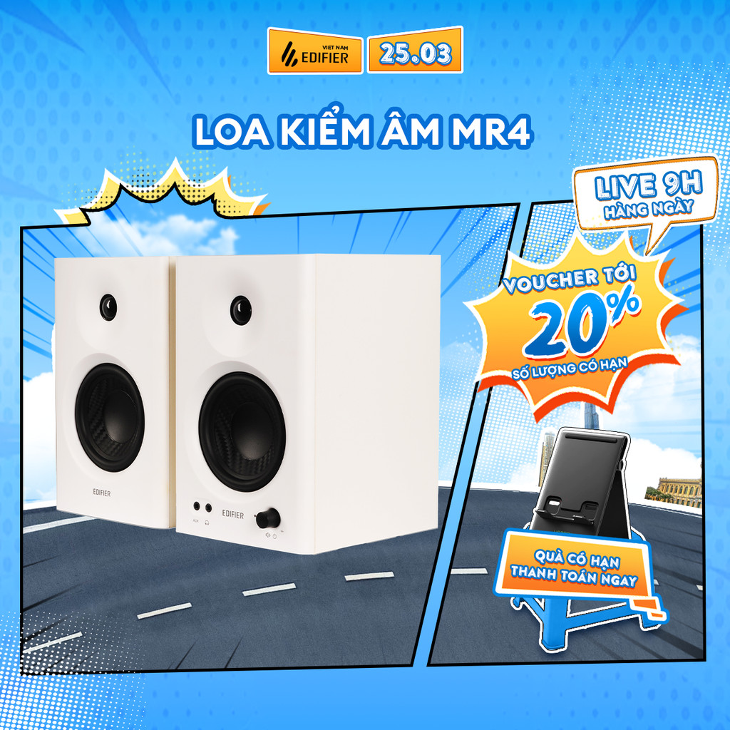 Bộ Loa Kiểm Âm EDIFIER MR4/MR3/MR5 | Công Suất 42W | Vỏ Gỗ Chống Dội Âm | Tweeter Vòm 1 inch | Bảo Hành 15 Tháng