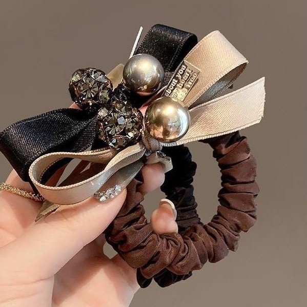 Dây buộc tóc scrunchie nơ, đá, trai sang chảnh cao cấp – Phụ kiện tóc nữ Hàn Quốc – N'Lee House