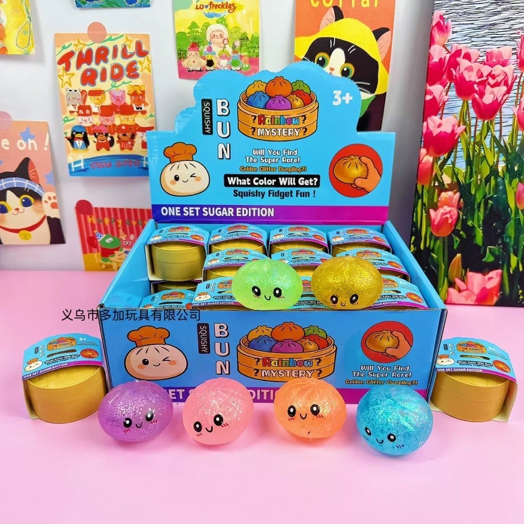 bánh bao squishy dạ quang giảm stress 5,5cm- tặng lật đật mini ( màu ngẫu nhiên)