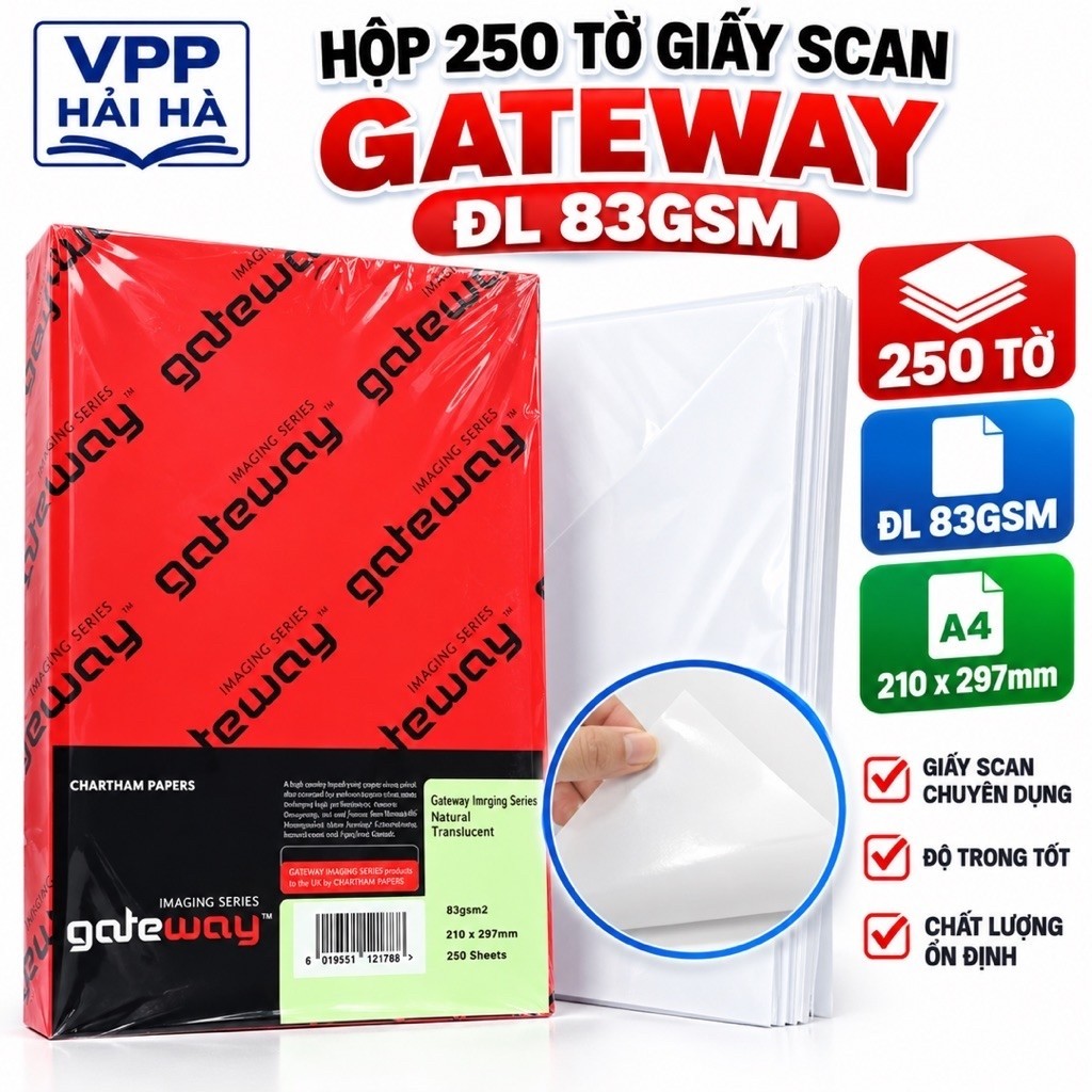 Giấy scan Gateway A4 83gsm _ hộp 250 tờ