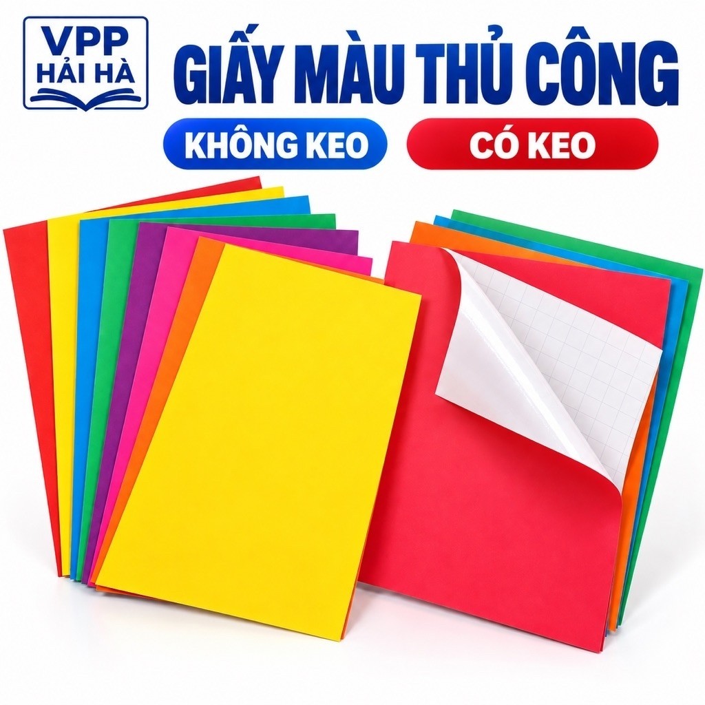 4 XẤP / Giấy màu thủ công CÓ KEO VÀ KHÔNG KEO