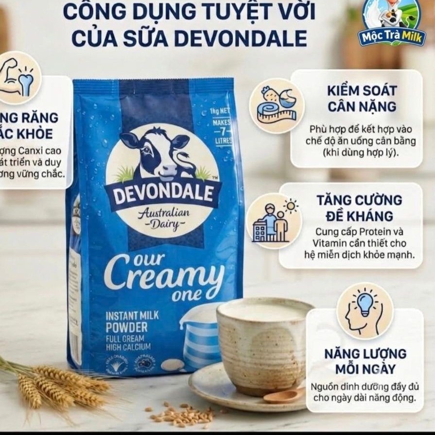 Sữa bột Devondale bịch 1 kg nhập từ Úc