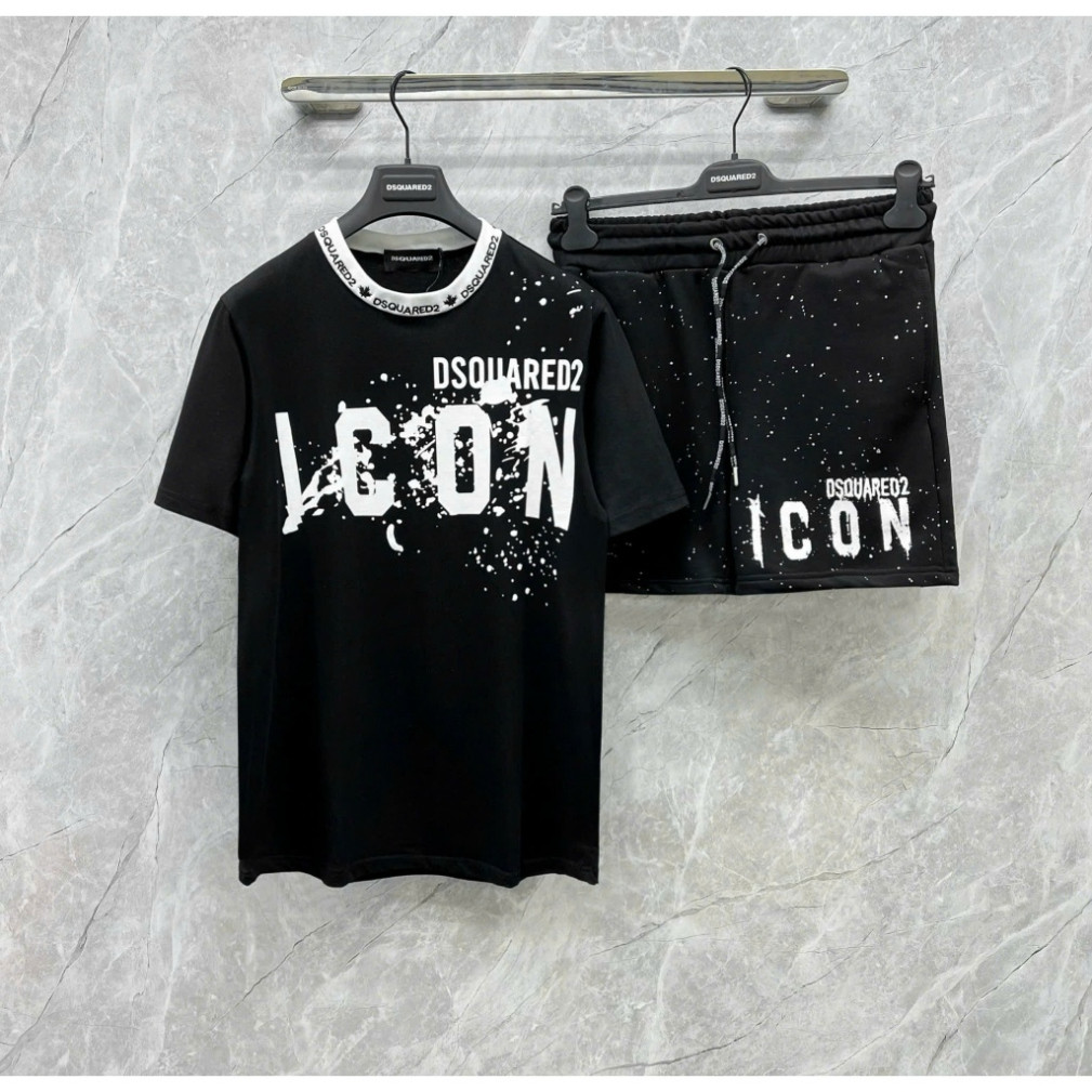 Bộ Thun Icon 004 Mới Nam Nữ Vải Conton Cao Cấp, Áo Phông DSQ ICON Boy Phố Hai màu Đen Trắng Thoáng Mát 2025