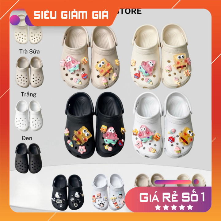 Dép Quai Hậu Mix Cham Trang Trí Sticker Cute, Nhiều Mẫu Hot Trend, Êm Chân, Hỗ Trợ Đổi Size