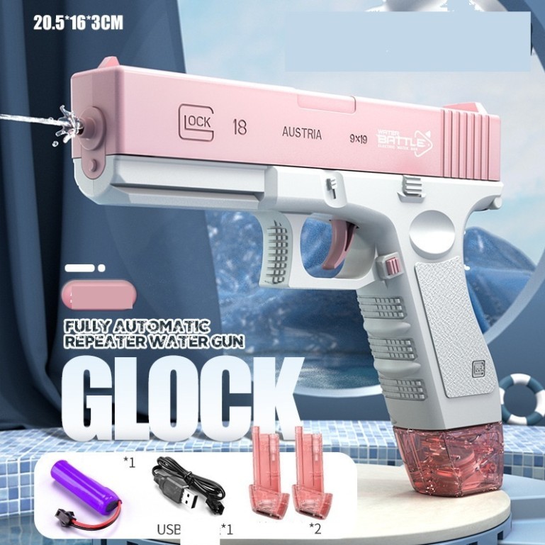 🔫💦 Súng Nước Glock G18 – Thiết Kế Hiện Đại, Pin Sạc Điện, Quà Tặng Mùa Hè Thú Vị Cho Trẻ Em