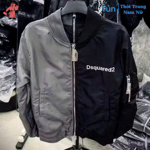áo icon Áo Bomber DSQUARED2 Hai Màu 2 Mảnh Xám Đen Cực Chất - Áo Khoác Ngoài Gió Dù Dày Dặn DSQ Thời Trang t