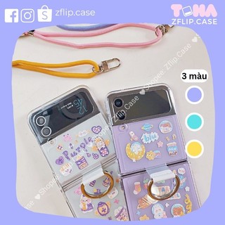 [Sẵn] Set Ốp Samsung Z Flip 3 và 4 tự trang trí có ốp, ring, dây đeo/móc, bộ sticker dễ thương ZFlip3 ZFlip4 Flip3 Flip4