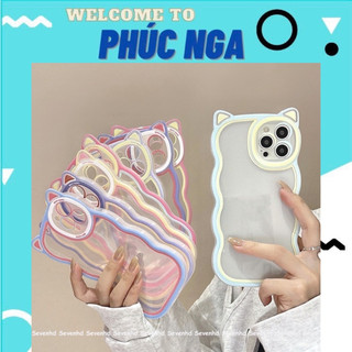 Ốp Điện Thoại TPU Mềm Hình Tai Mèo Gợn Sóng Trái Táo 14 14 Pro 14 Pro Max