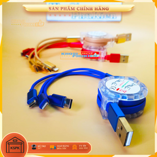 Dây cáp sạc ,type C,Micro,dây cáp sạc ĐT 3 đầu loại dây rút tiện lợi