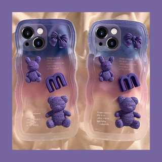 Ốp Điện Thoại Màu Tím Họa Tiết Chú Gấu Tím Xinh Xắn Cho iPhone