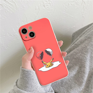 Ốp lưng Iphone viền vuông lòng đỏ Pika.chu trứng siêu độc đáo 6/7/8Plus X XS xr xsmax 11/12/13/14pro prm e5742
