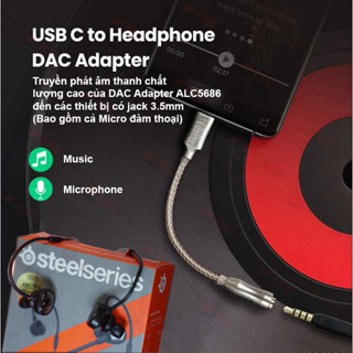 DAC chip ALC5686 Cáp chuyển USB Type C sang 3.5mm (2 in1)