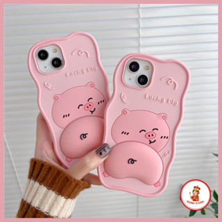 Ốp lưng iphone hình nổi heo hồng Lucky Pig chống sốc 11/12/13/14/pro/max/plus/promax