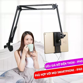 [FREESHIP] Giá Đỡ Điện Thoại, Ipad Xem Phim Kẹp Đầu Giường, Bàn Phù Hợp Cho Điện Thoại 4.8 inch -&gt; 10.5 inch.