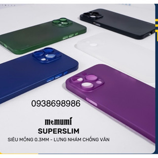 Ốp Lưng Memumi Super Slim 0.3mm Siêu Mỏng Chống Bám Vân Tay Cho 13 Pro Max 12 Pro Max 11 Pro Max 14 Pro max