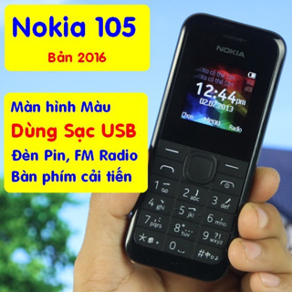 [1/2 SIM] Điện thoại Nokia 105 2016 màn hình màu, sạc USB