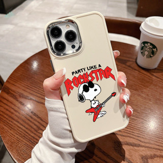 Ốp điện thoại TPU silicon mềm dáng vuông Rockstar Snoopy cho iPhone 14 Pro max 13 Pro Max 12 Pro Max 11 xr xs sg1522