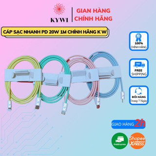 Cáp Sạc Nhanh K W PD 20W Bọc Dù 1m Nhiều Màu Sắc Cho Xs Max 11 11Pro Max 12 12 Pro Max 13 Pro Promax 14 pro 14 Pro Max