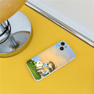 Ốp iphone bé gái và chú chó ngồi trên đồng cho 6 7 8 plus x xs xr 14promax 13 12 11 pro max plus e4803