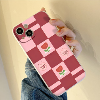 Ốp BVC Iphone viền vuông hình caro đỏ hồng siêu đẹp cho iphone 6/7/8Plus X XS xr xsmax 11/12/13/14pro promax e4823