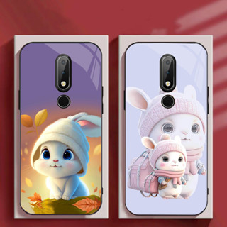 Ốp Lưng NOKIA 6.1 PLUS Mặt kính hình thỏ ngộ nghĩnh, thiết kế độc quyền