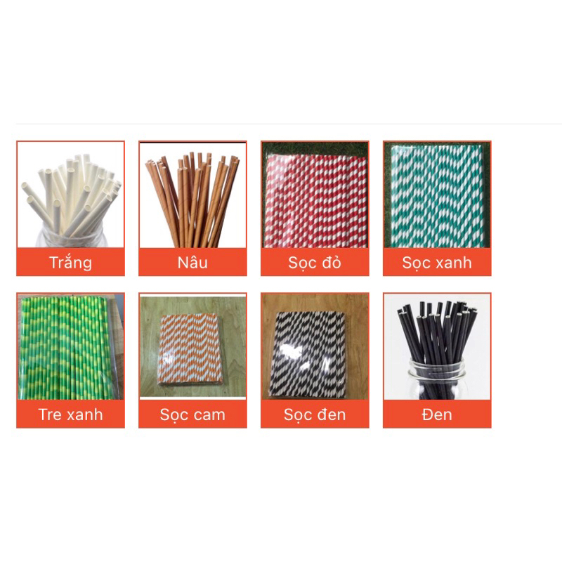 Ống hút giấy phi 6 (100 chiếc/ 1 gói)