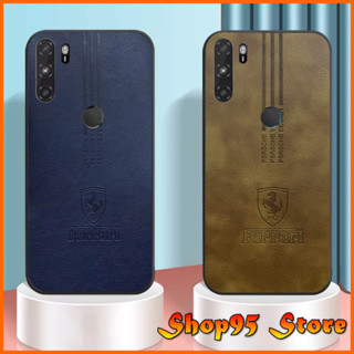 Ốp lưng da Hanmade Vsmart Active 3 lưng dập họa tiết Ferari chống bám vân tay