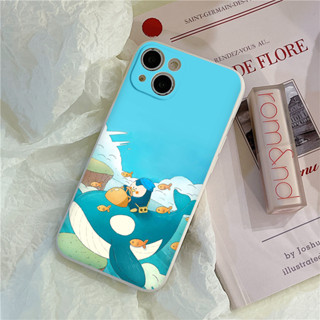 Ốp iphone chim cánh cụt cưỡi cá voi xanh xinh cho 6 7 8 plus x xs xr 14promax 13 12 11 pro max plus e5892