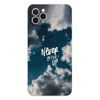 Ốp vuông iphone Bầu trời Never give up 14 Pro max 6 6s Plus 7P 8P 11 Pro Prm X Xs max 12 Pro 12 Prm 13 e5923