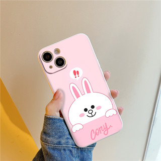 Ốp BVC Iphone viền vuông thỏ hồng đáng yêu cho iphone 6/7/8Plus X XS xr xsmax 11/12/13/14pro promax eh2002